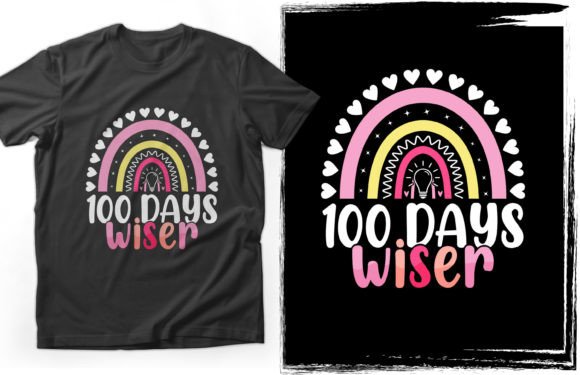 100 Days Wiser Rainbow T-Shirt Design Graphics