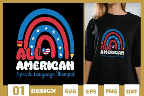 All American SLP Teacher Rainbow SVG Graphics