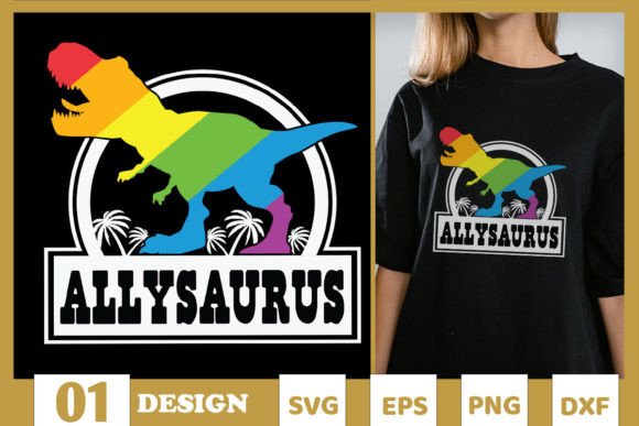 Allysaurus LGBTQ Dinosaur Rainbow SVG