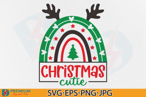 Christmas Cutie SVG Toddler Girl Rainbow Graphics