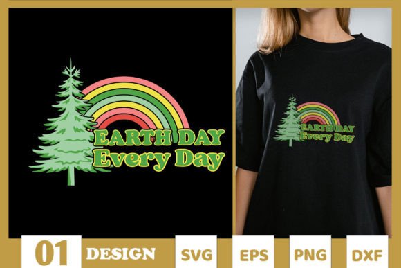 Earth Day Every Day Retro Rainbow