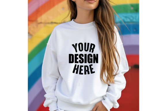 Gildan 18000 Sweatshirt Rainbow Mockup