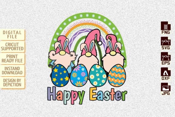 Happy Easter Eggs Rainbow Gnome Graphics