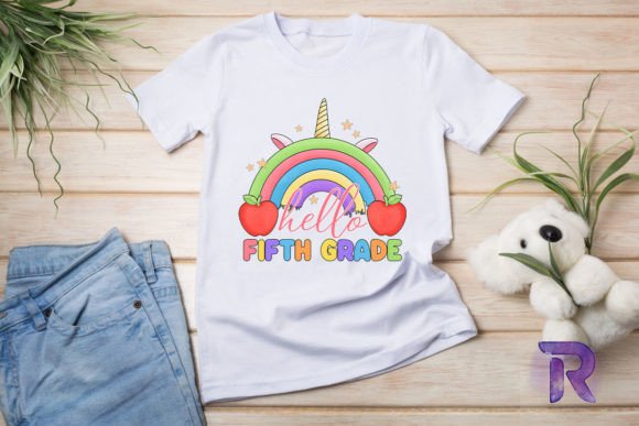 Hello 5th Grade Unicorn Rainbow Graphics