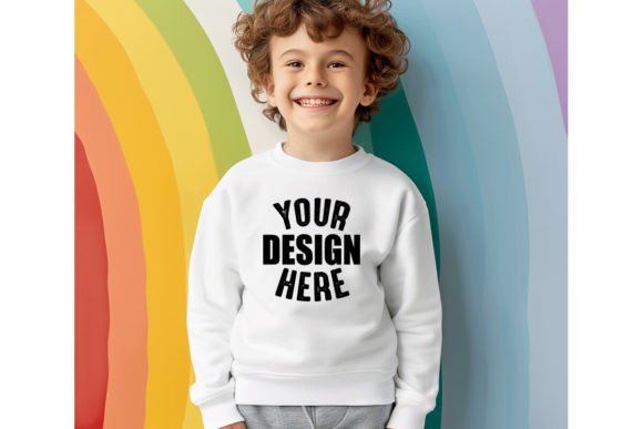 Kids Sweatshirt Rainbow Mockup Graphics for Baby Kids Clothing