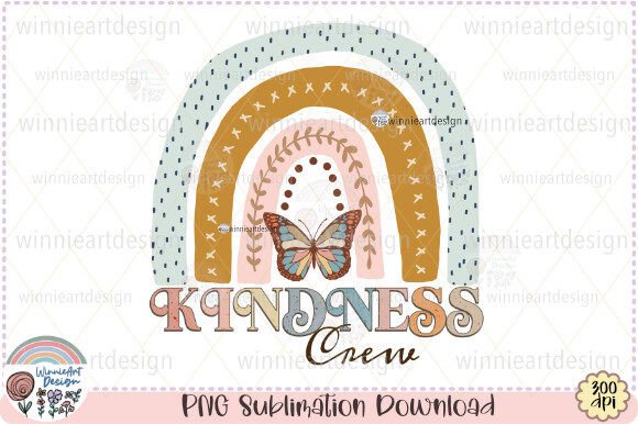 Kindness Rainbow Boho Retro PNG Graphics