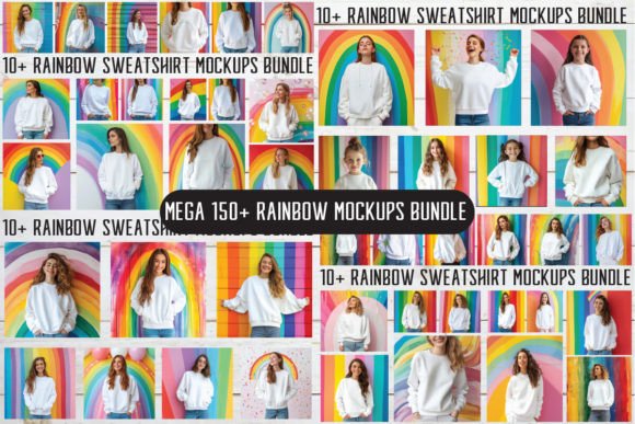 Mega Gildan 18000 Rainbow Mockups Bundle: Graphics for Hoodies Sweatshirts