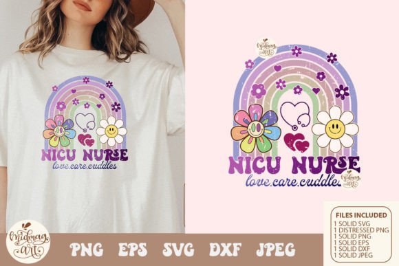 NICU Nurse Rainbow Png Svg for Graphics and T-Shirt Designs