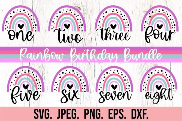 Rainbow Birthday Girl SVG Bundle Clipart: Graphics for T-Shirt Designs