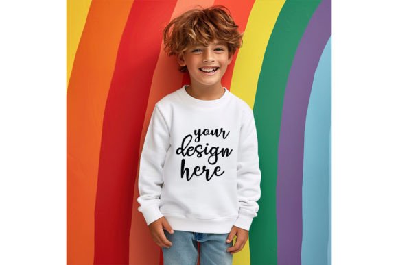 Rainbow Kids Sweatshirt Mockup for Graphics and Baby Kids Clothing