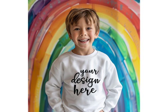 Rainbow Kids Sweatshirt Mockup: Graphics for Baby Kids Clothing