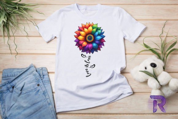 Rainbow Sunflower Love Sublimation PNG Graphics