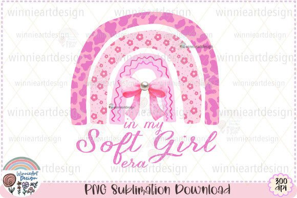 Soft Girl Coquette Pink Bow Rainbow PNG