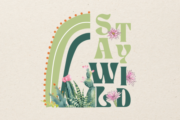 Stay Wild Rainbow Cactus Graphics for T-Shirt Designs