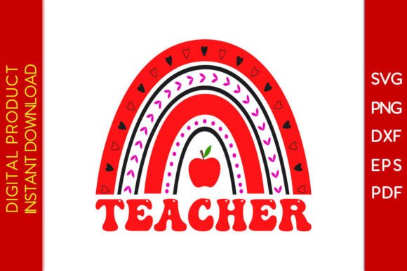 Teacher Rainbow Valentine SVG Graphics