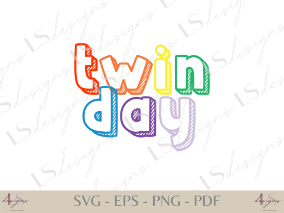 Twin Day Chalk Rainbow Graphics for T-Shirt Designs