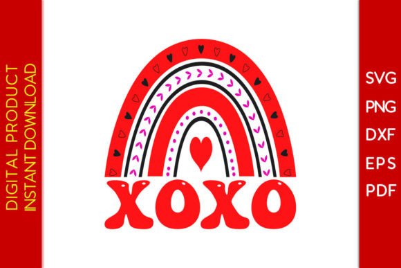 XOXO Rainbow Valentine SVG T-Shirt Graphics